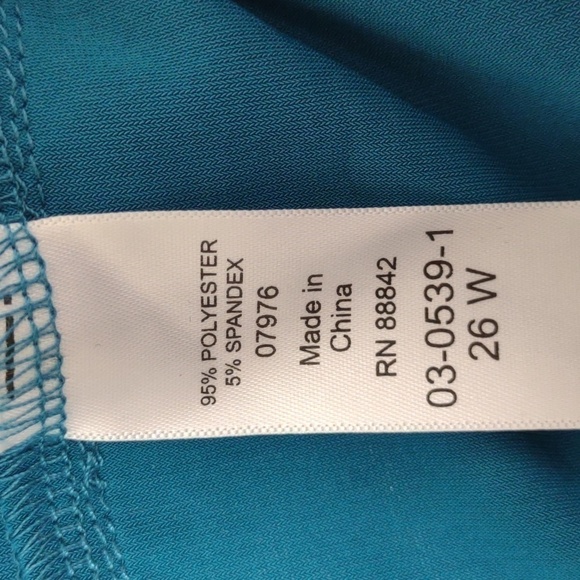 Roaman's teal blue pull on trousers with elastic waist,  Size 26W, NWOT - Picture 7 of 10